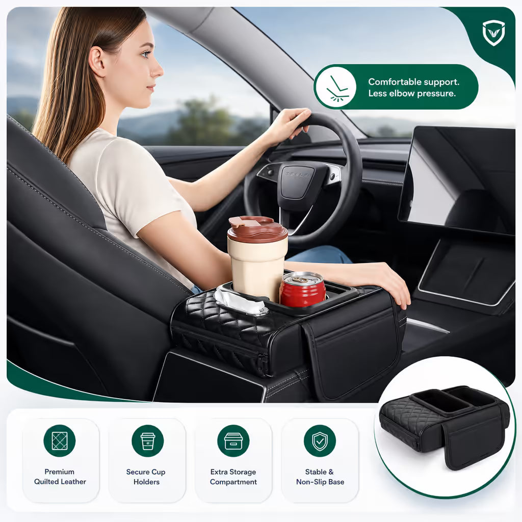 DriveLuxe™ Universal Car Armrest Cushion and Console Organizer