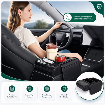 DriveLuxe™ Universal Car Armrest Cushion and Console Organizer