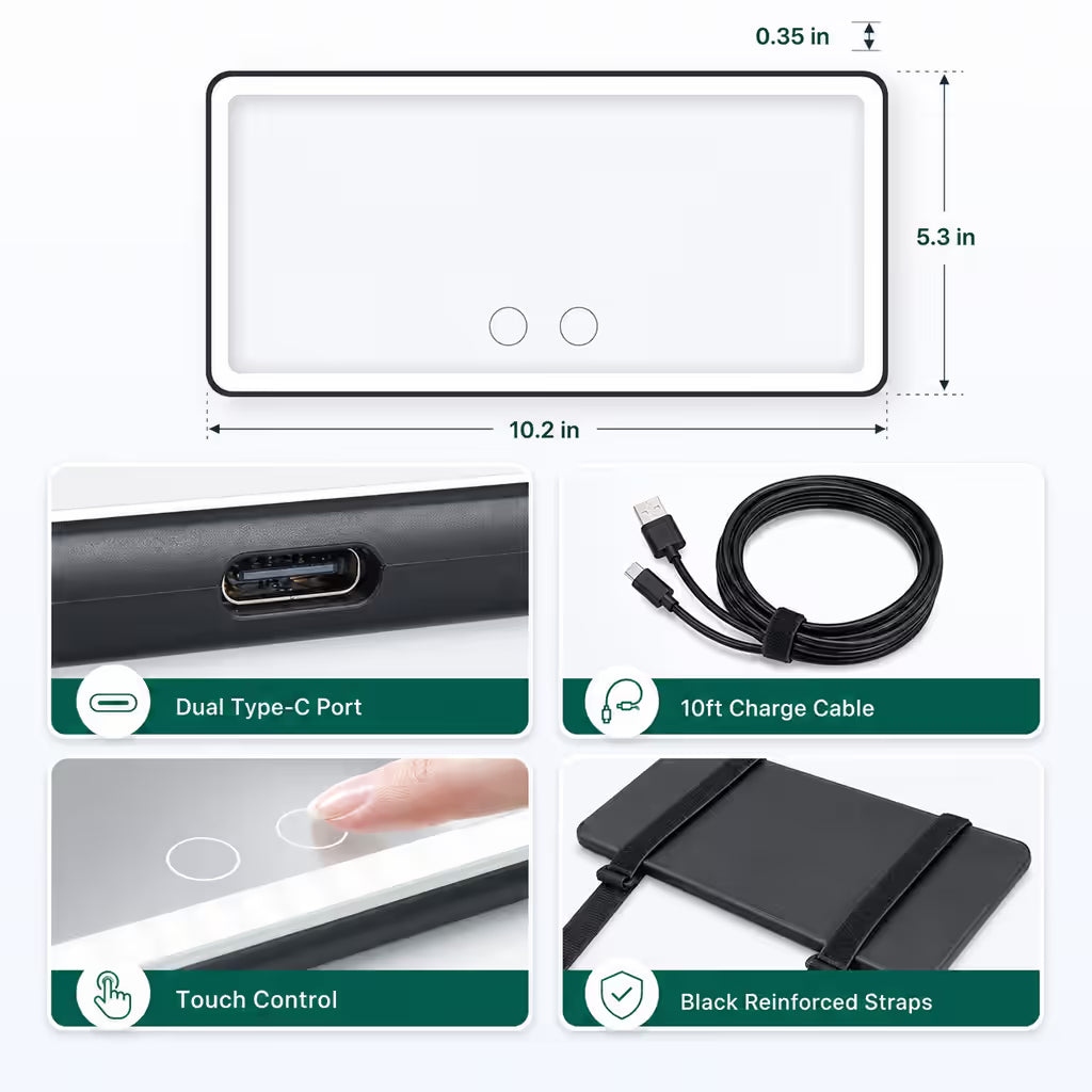 Smart Touch Ultra-Clear Car Vanity Mirror